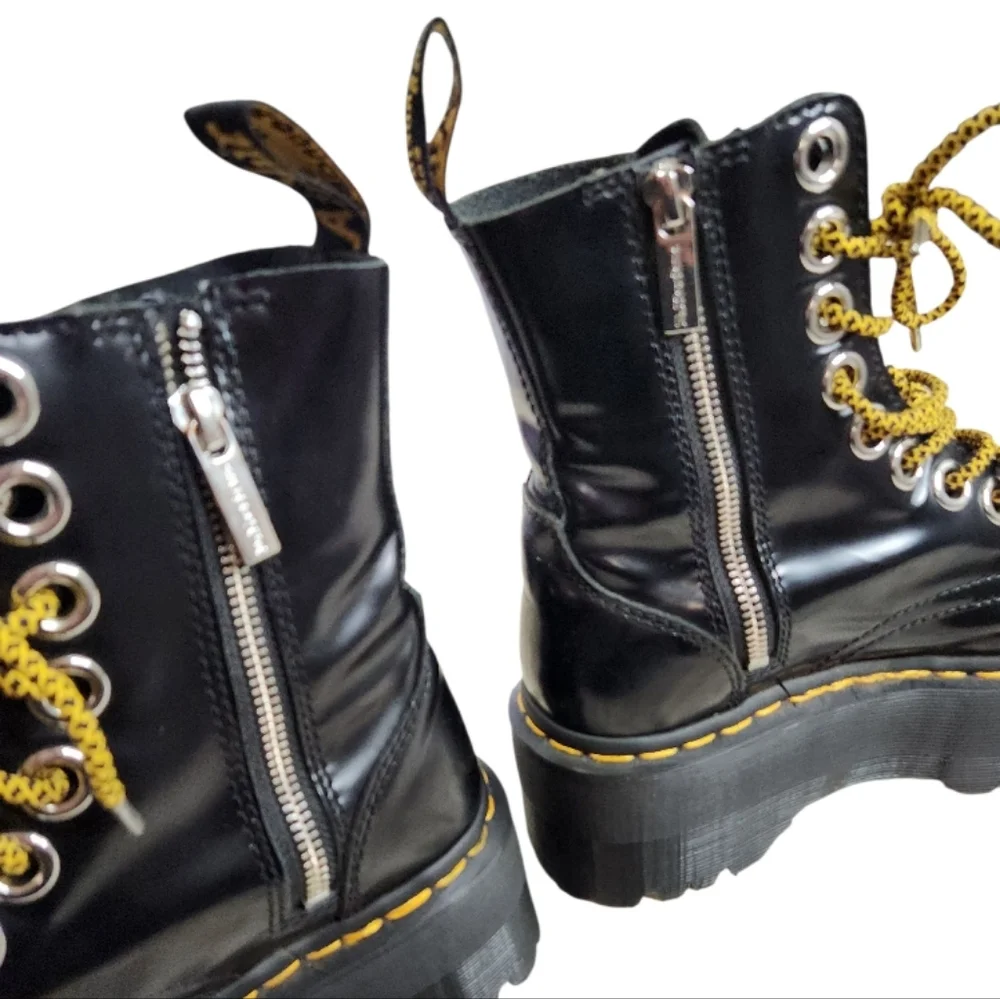 Dr. Martens Black and Gold Combat Boots - Picture 4 of 7